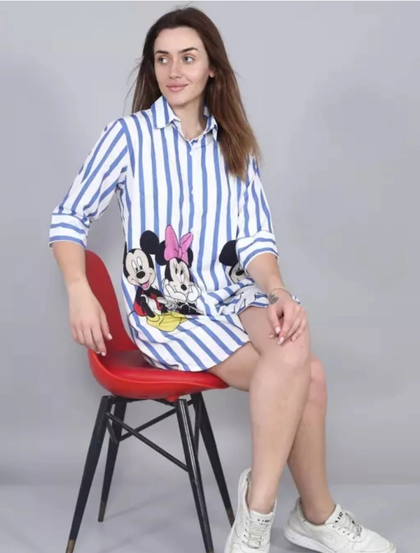 Neha Collection Women Stylish Designer Long Mikki Print Shirt - Blue, XL