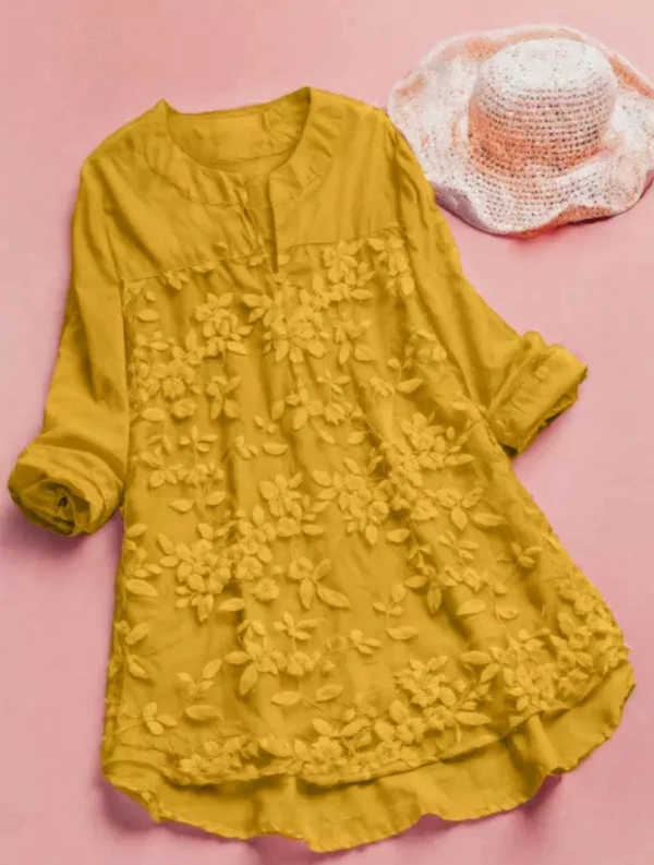 Neha Collection Women Casual Regular Sleeves Solid Long Shirt - yellow, XL
