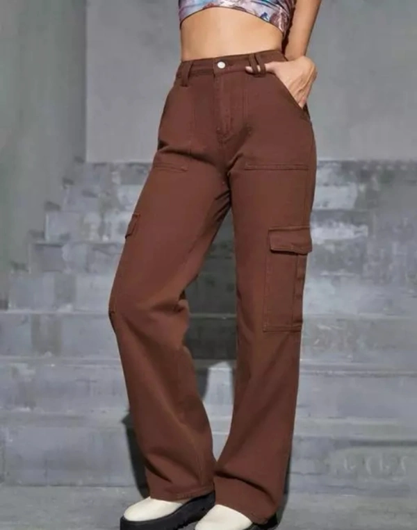Neha Collection Women 6 Pockets Bell Bottom Jeans - Brown, 36
