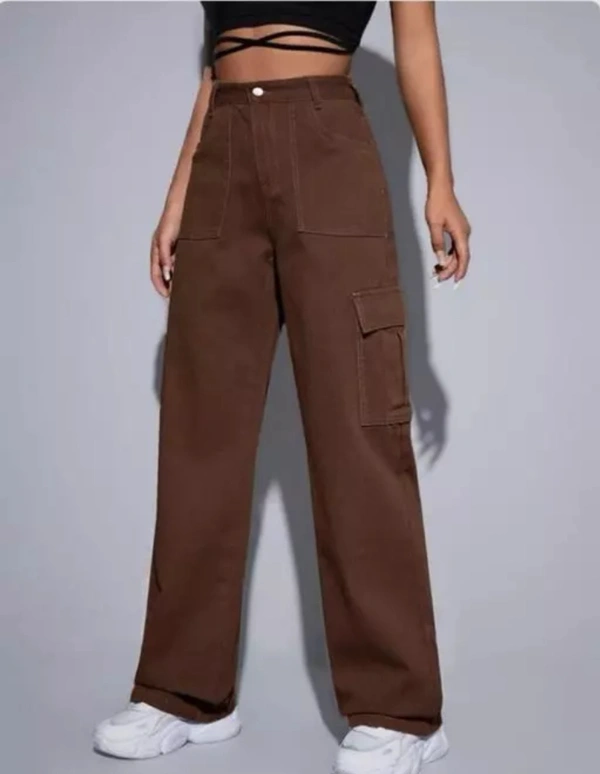 Neha Collection Women 6 Pockets Bell Bottom Jeans - Brown, 36