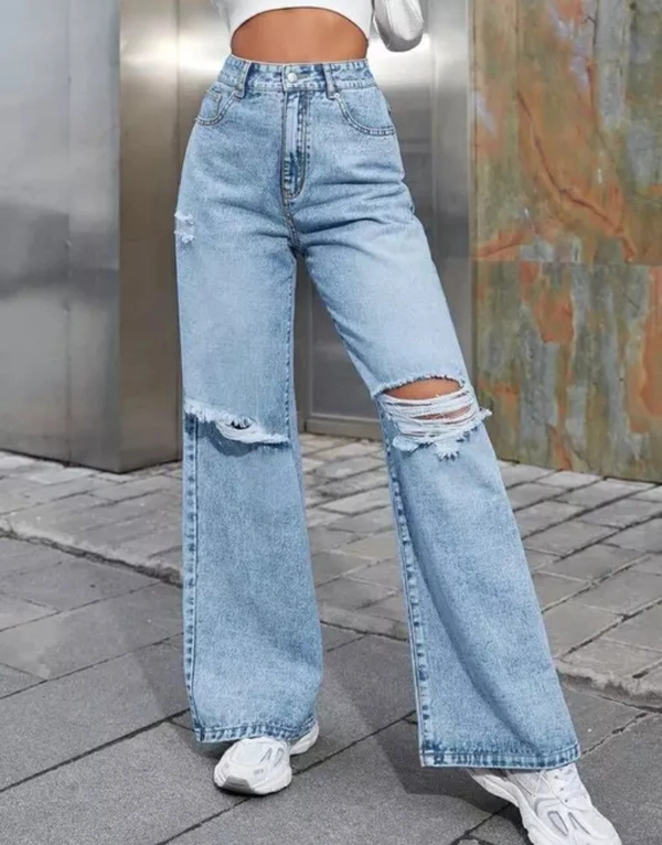 Neha Collection Women Flared High Rise Light Blue Jeans - Sky Blue, 34