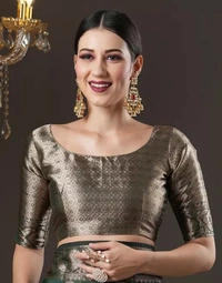 Neha Collection Women Fancy Banarasi Silk Saree - Lunar Green, Free Size