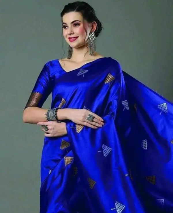 Banarasi Silk Women Designer Banarasi Soft Silk Saree - Blue