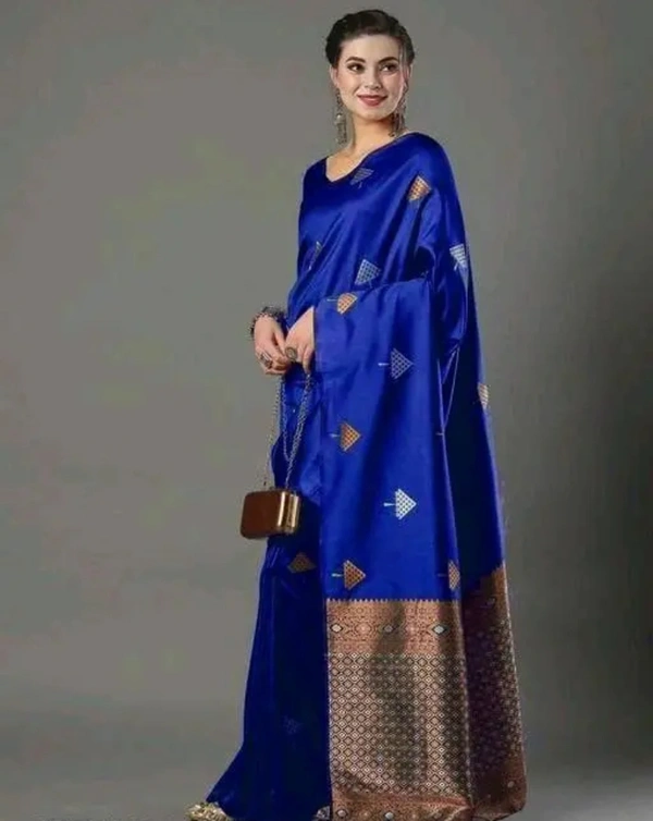 Banarasi Silk Women Designer Banarasi Soft Silk Saree - Blue