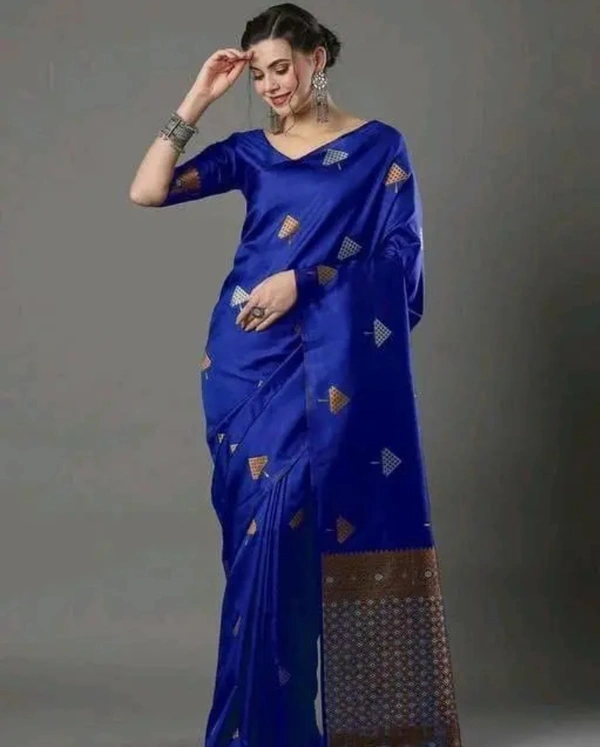 Banarasi Silk Women Designer Banarasi Soft Silk Saree - Blue