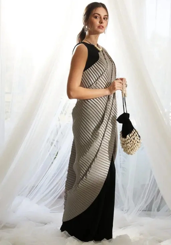 Neha Collection Women Designer Satin Saree - Black, Free Size