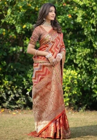 Neha Collection Women Soft Organza Saree With Meena Work Jacquard Border Pure Jari Work - Free Size, Paarl