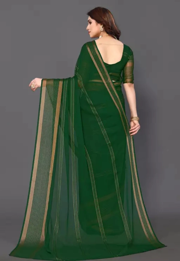 Neha Collection Women Latest Chiffon Saree With Blouse Piece - Green, Free Size