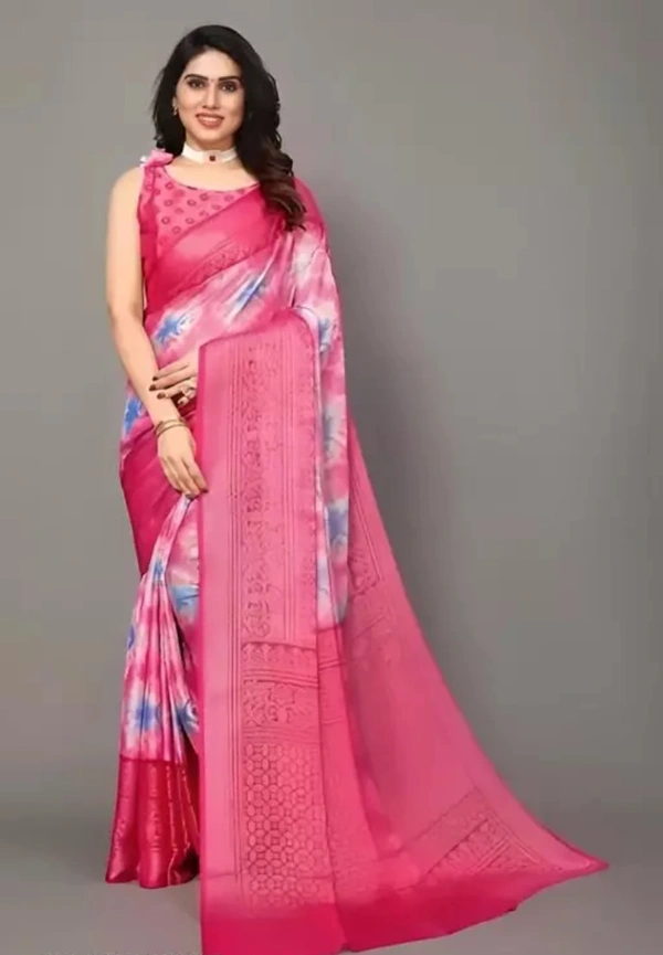 Neha Collection Women Fancy Chiffon Brasso Saree With Blouse - pink, Free Size