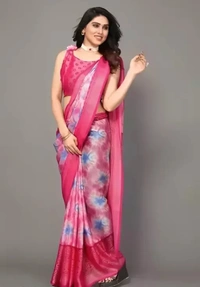 Neha Collection Women Fancy Chiffon Brasso Saree With Blouse - pink, Free Size