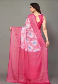Neha Collection Women Fancy Chiffon Brasso Saree With Blouse - pink, Free Size