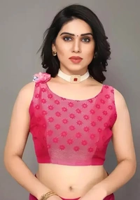 Neha Collection Women Fancy Chiffon Brasso Saree With Blouse - pink, Free Size
