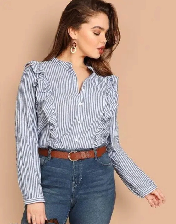 Neha Collection Women Formal Shirt - Blue, M