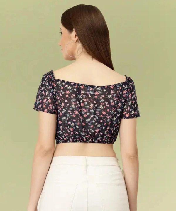 Neha Collection Women's Printed Crop Top - Black, XL