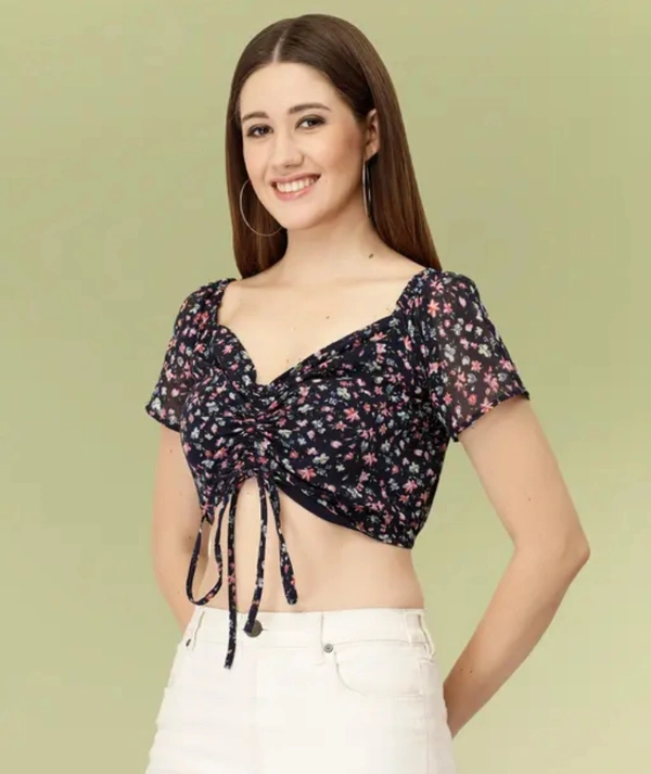 Neha Collection Women's Printed Crop Top - Black, XL