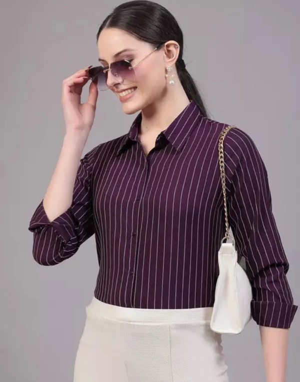 Neha Collection Women Smart Spread Collar Shirt - Purple, XL