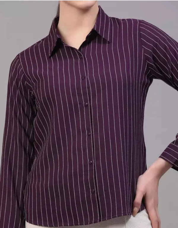 Neha Collection Women Smart Spread Collar Shirt - Purple, XL