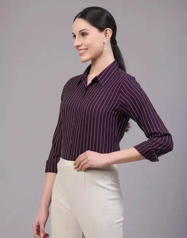 Neha Collection Women Smart Spread Collar Shirt - Purple, XL