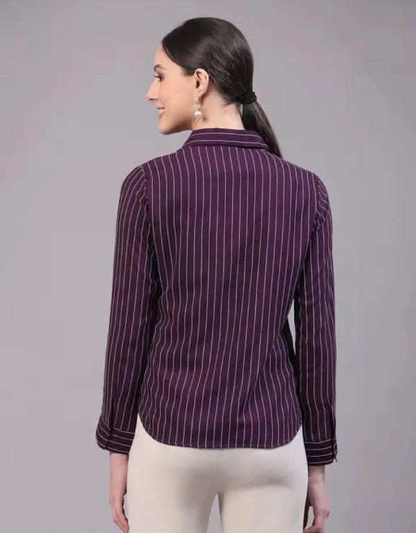 Neha Collection Women Smart Spread Collar Shirt - Purple, XL