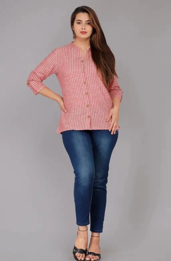 Neha Collection Women Cotton Check Shirt - L, Pink