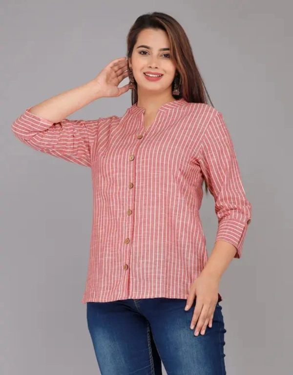 Neha Collection Women Cotton Check Shirt - L, Pink