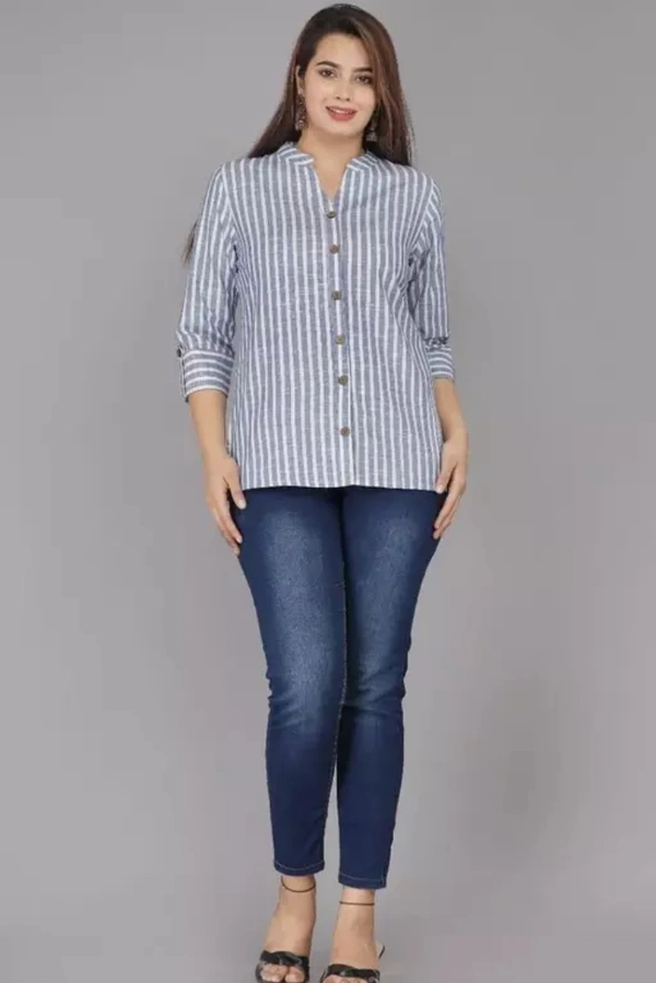 Neha Collection Women Cotton Check Shirt - White, M