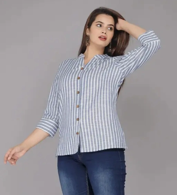 Neha Collection Women Cotton Check Shirt - White, M