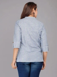 Neha Collection Women Cotton Check Shirt - White, M