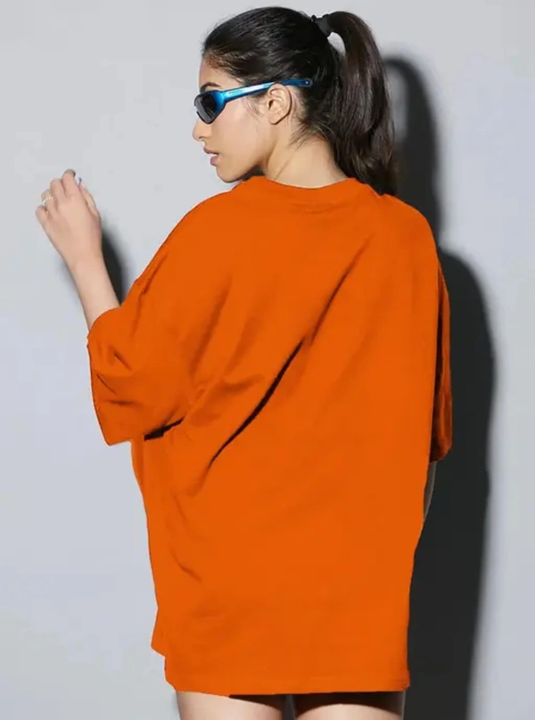 Neha Collection Women Oversize Round Neck T-shirt - Orange, M