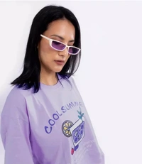 Neha Collection Women Oversize Round Neck T-shirt - Purple, M