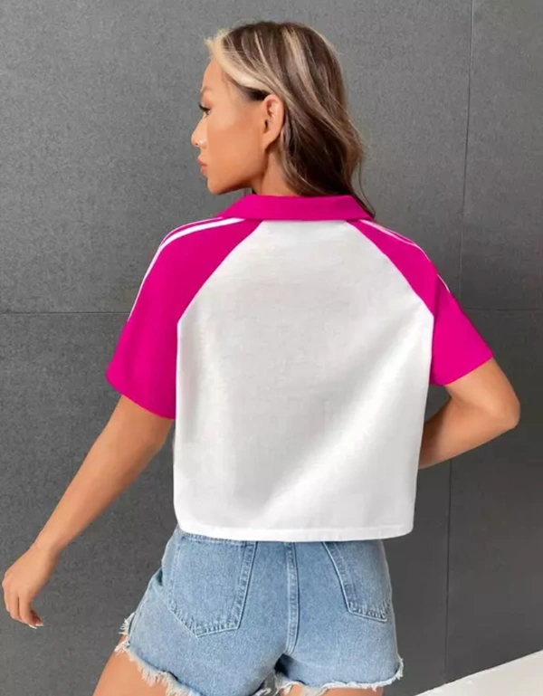 Neha Collection Women Collar Tshirt - Pink, XS