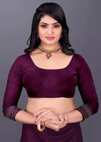 Neha Collection Women Art Dimond Work Dola Saree - Purple, Free Size