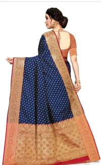 Banarasi Silk Women Banarasi Silk Jacquard Saree With Blouse - Blue