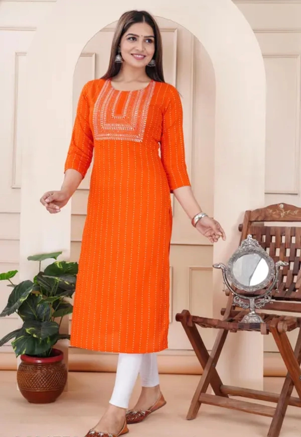 Neha Collection Women Digital Emrodery And Printed Kurti - Orange, XXXL