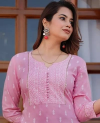 Neha Collection Women Fashion Presents Stylish Printed Straight Kurtis - Pink, XXL