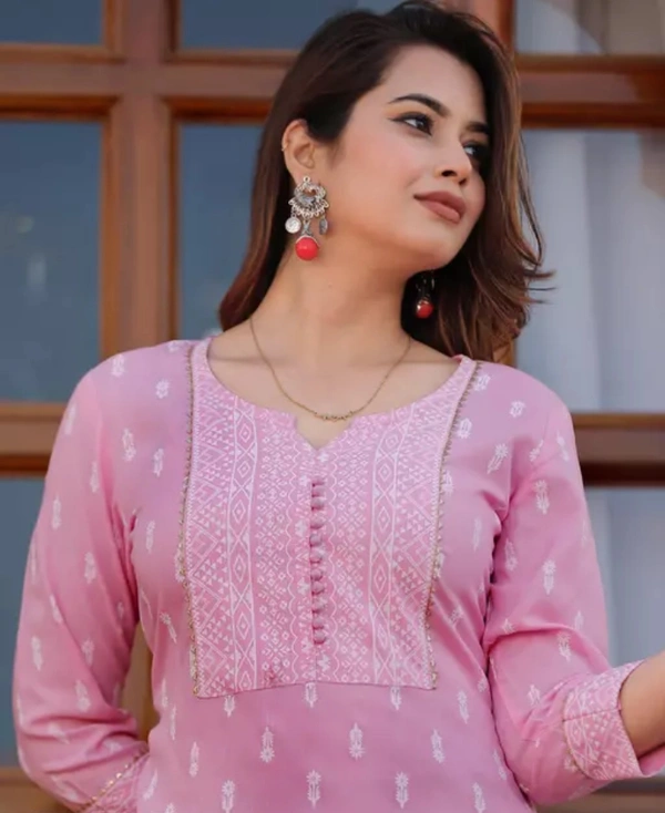 Neha Collection Women Fashion Presents Stylish Printed Straight Kurtis - Pink, XXL