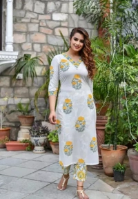 Neha Collection Women Printed Kurta And Pant Set With Dupatta - White, L