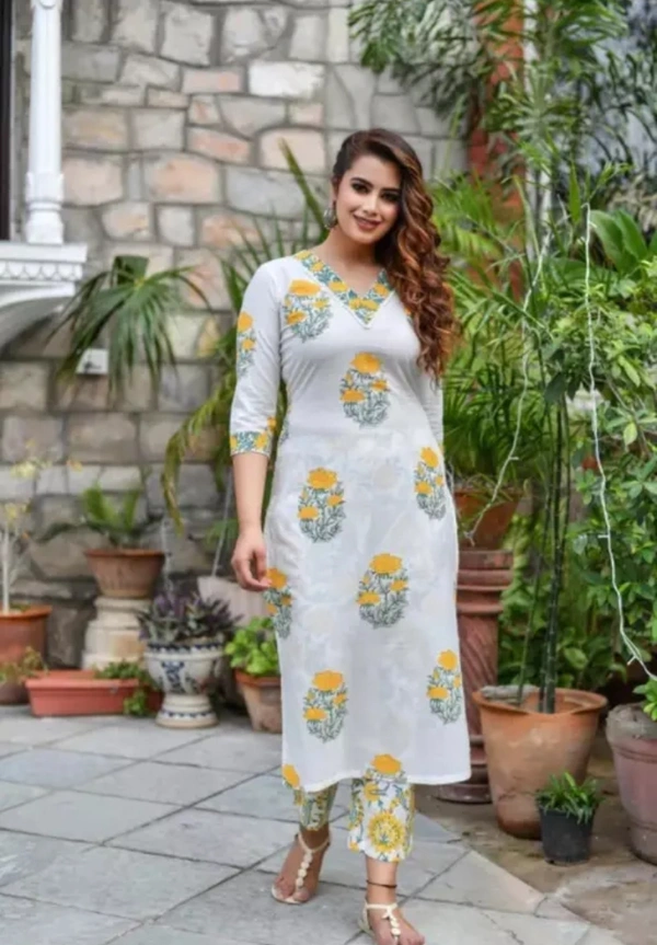 Neha Collection Women Printed Kurta And Pant Set With Dupatta - White, L