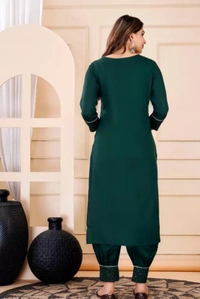 Neha Collection Women Kurti&Pant With Dupatta Set - Green, L