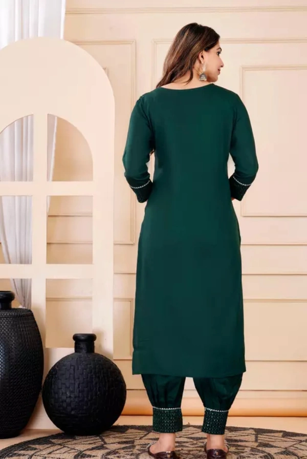Neha Collection Women Kurti&Pant With Dupatta Set - Green, L