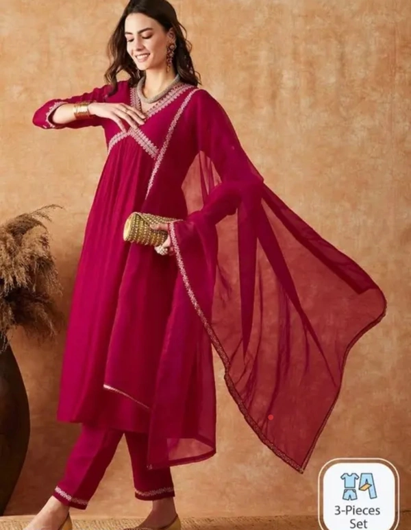 Neha Collection Women Fancy Alia Kut Kurta Set - Pink, M