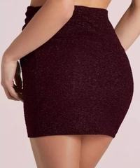 Neha Collection Women Sparkle Glitter Mini Skirt - Maroon, 28