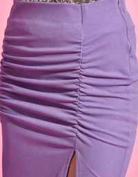 Neha Collection Women Calf Length Gathered Pencil Skirt - Lavendar, 30