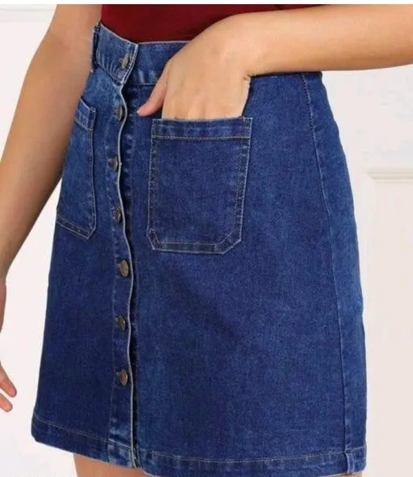 Neha Collection Women Denim Dark Blue Skirt - Dark Blue, 34