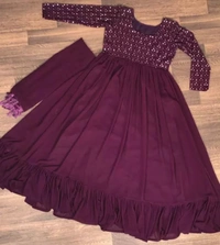 Neha Collection Women Georgette Embroidered Flared Gown - Purple, XXL