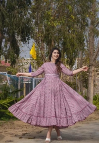 Neha Collection Women Trendy Anarkali Style Gown - Pink, L