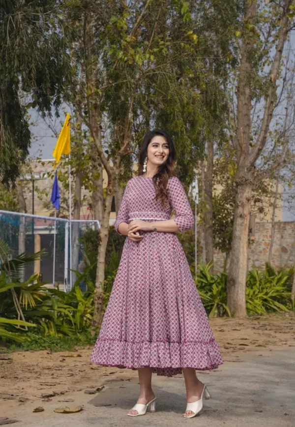 Neha Collection Women Trendy Anarkali Style Gown - Pink, XXL