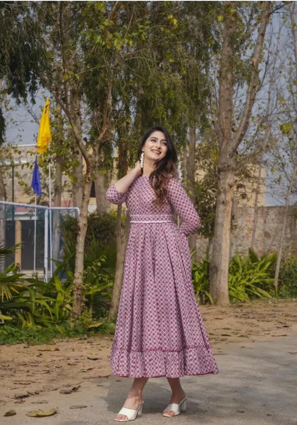 Neha Collection Women Trendy Anarkali Style Gown - Pink, XXL