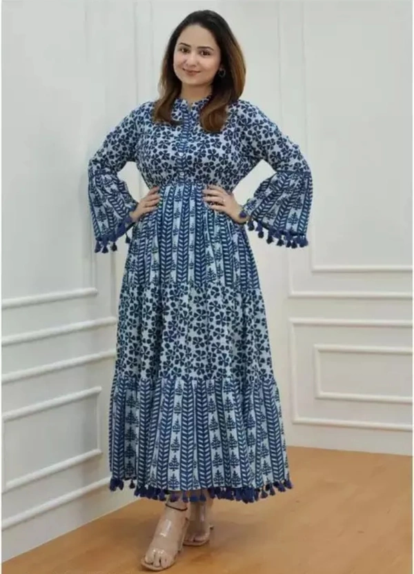Neha Collection Women Trendy Anarkali Style Gown - Blue, M