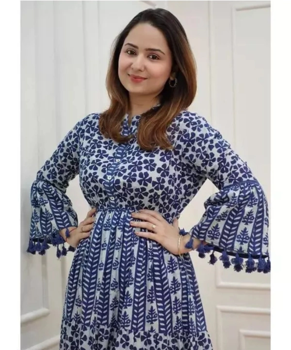 Neha Collection Women Trendy Anarkali Style Gown - Blue, M